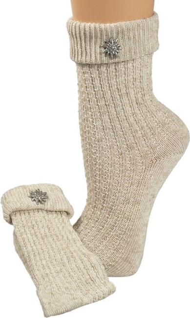 2 Paar TippTexx 24 Trachtensocken mit Edelweiß Pin